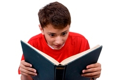 Boy reading book